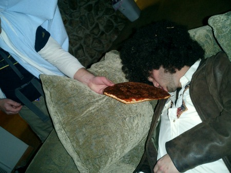 Party's not over till someone eats a burnt pizza.